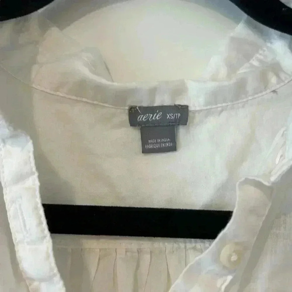 Aerie light and breezy white size XS/TP short sleeve popover blouse - Picture 2 of 4